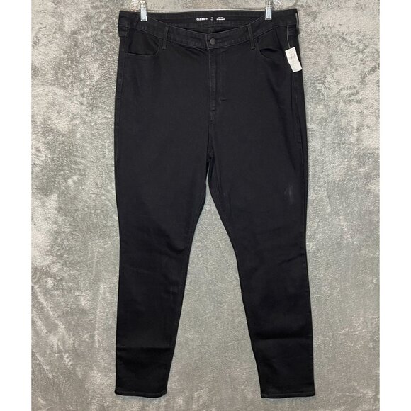 Old Navy Women Classic WOW High Rise Straight Black Stretch Denim Jean 18 Tall - Picture 1 of 13